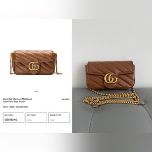 Gucci GG Marmont Matelassé Super Mini Bag 'Brown'